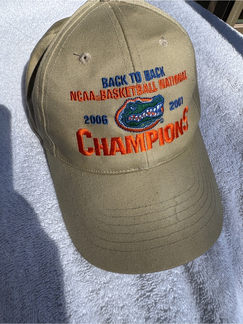 Nike UF Tan Cap Orange & Blue Gators Basketball National Champions Back to Back